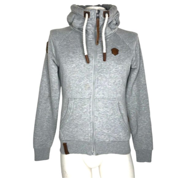 Naketano Tops - Naketano Women's Hoodie Jacket Full Zip Poet's Brave New Bird Heather Gray M